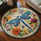 Boho Flutter Round Mat Rug - washable non-slip printed rug