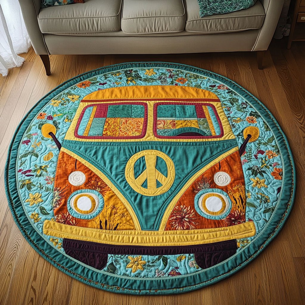 Boho Hippie Wheels Round Mat Rug - Nature Design | Serene Home Decor