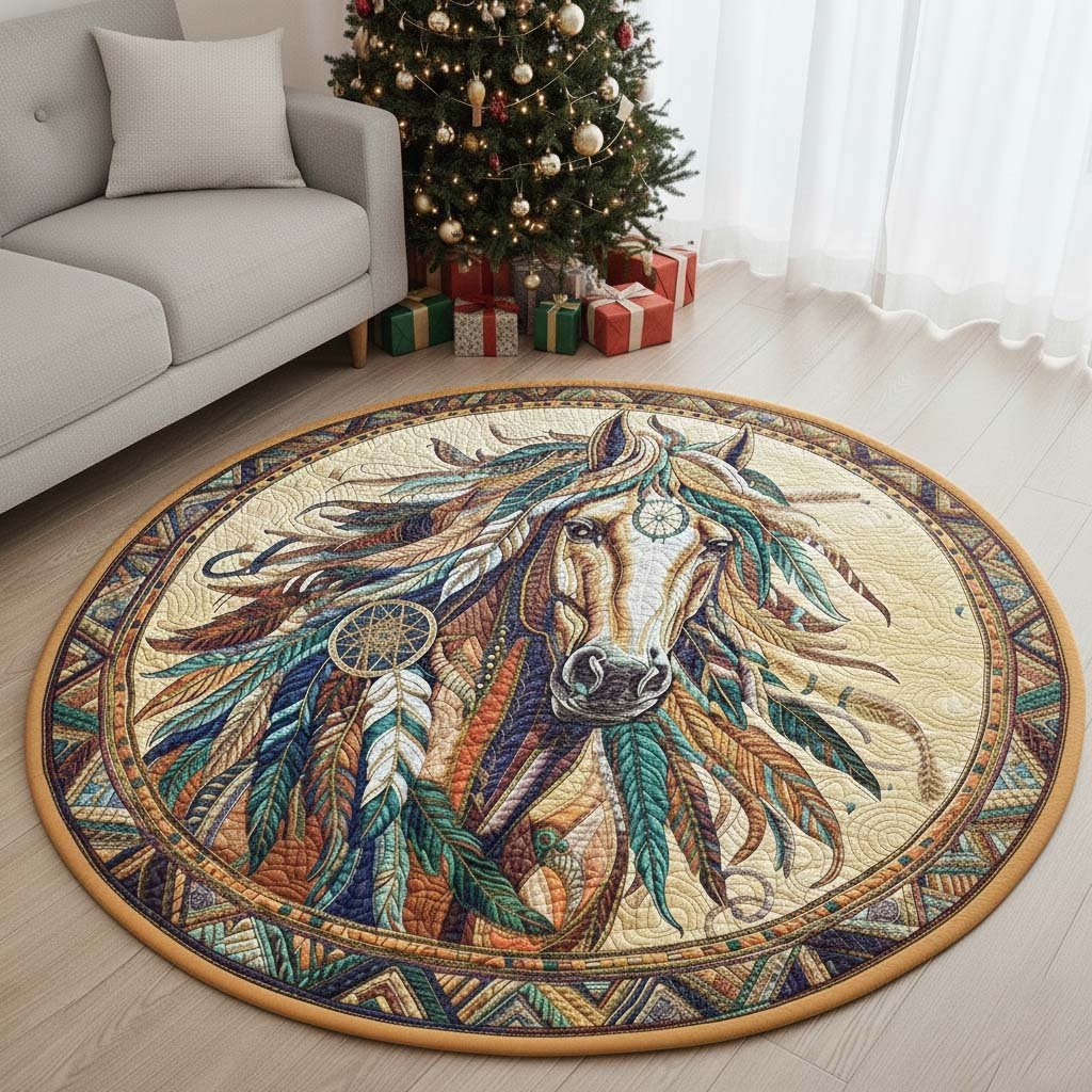 Boho Spirit Round Mat Rug - washable non-slip printed rug