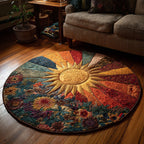Boho Sunrise Round Mat Rug - washable non-slip printed rug
