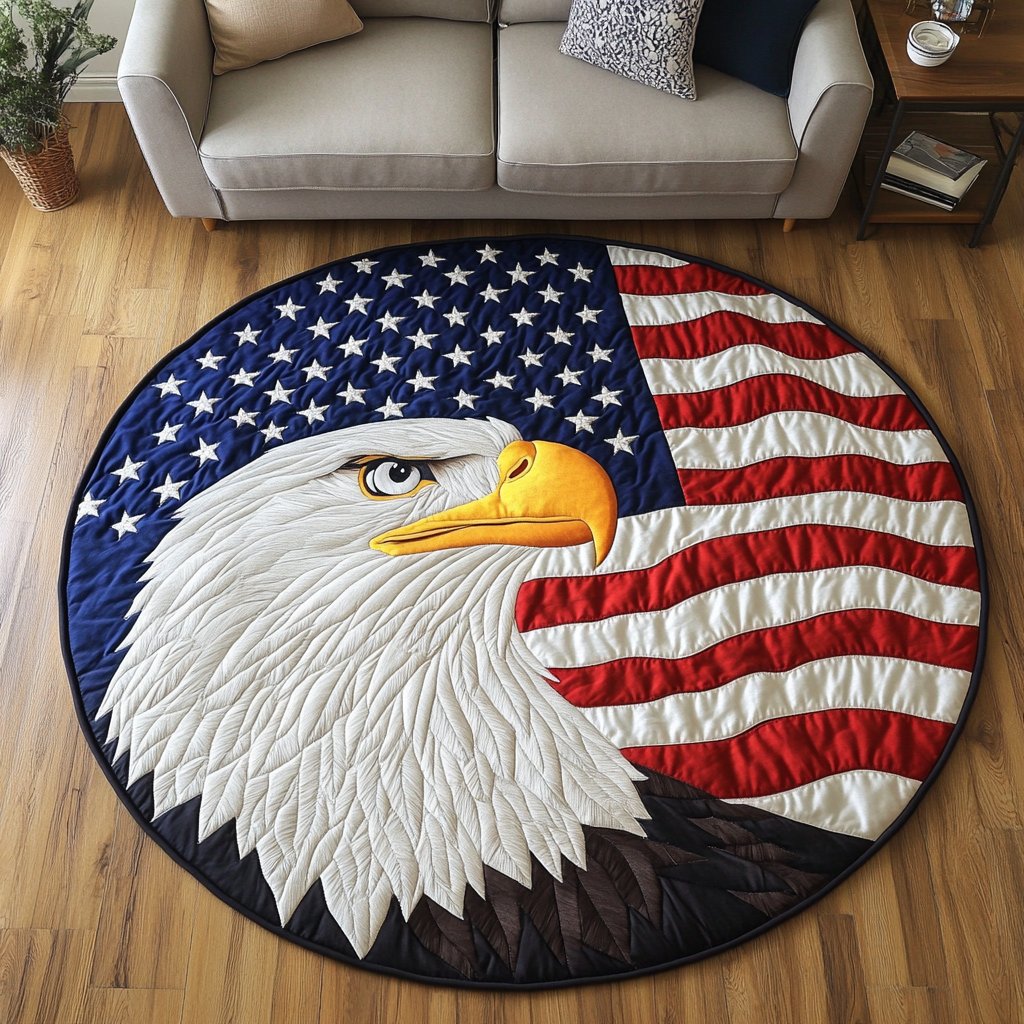 Bold Eagle Round Mat Rug - washable non-slip printed rug