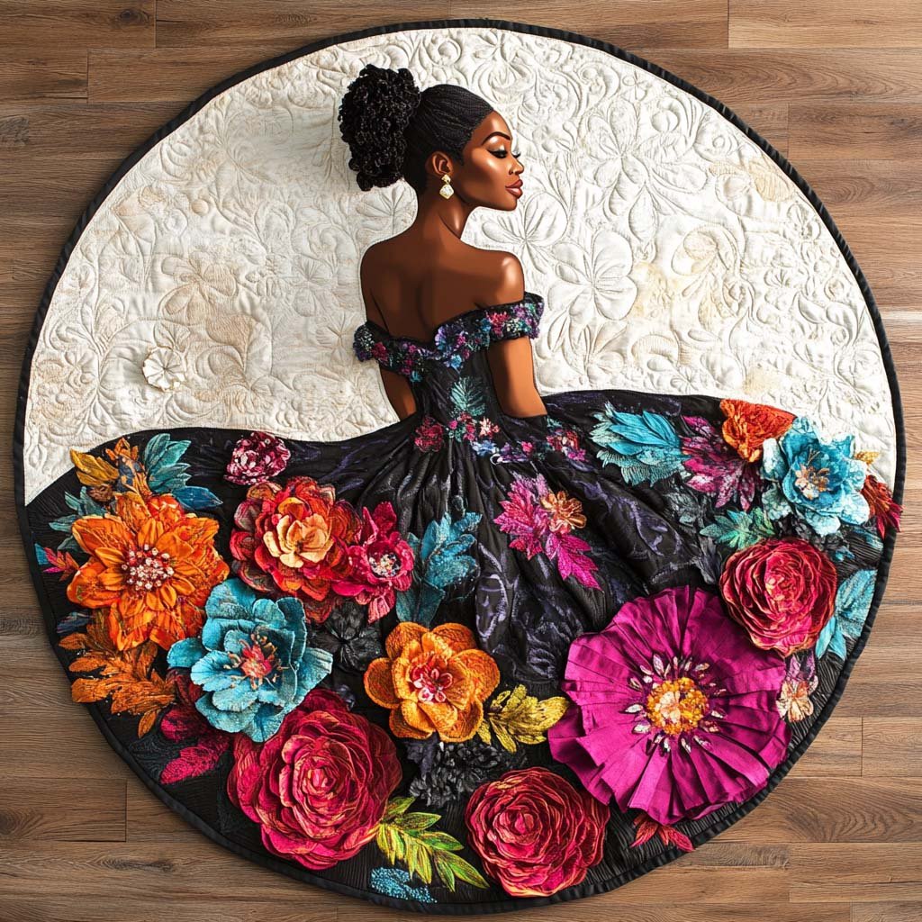 Bold Elegance Round Mat Rug - washable non-slip printed rug