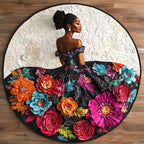Bold Elegance Round Mat Rug - washable non-slip printed rug