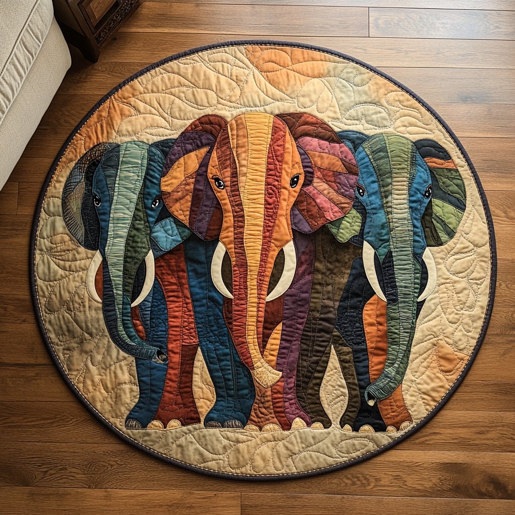 Bold Herd Round Mat Rug - washable non-slip printed rug