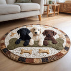 Bone-Loving Labrador Round Mat Rug - washable non-slip printed rug