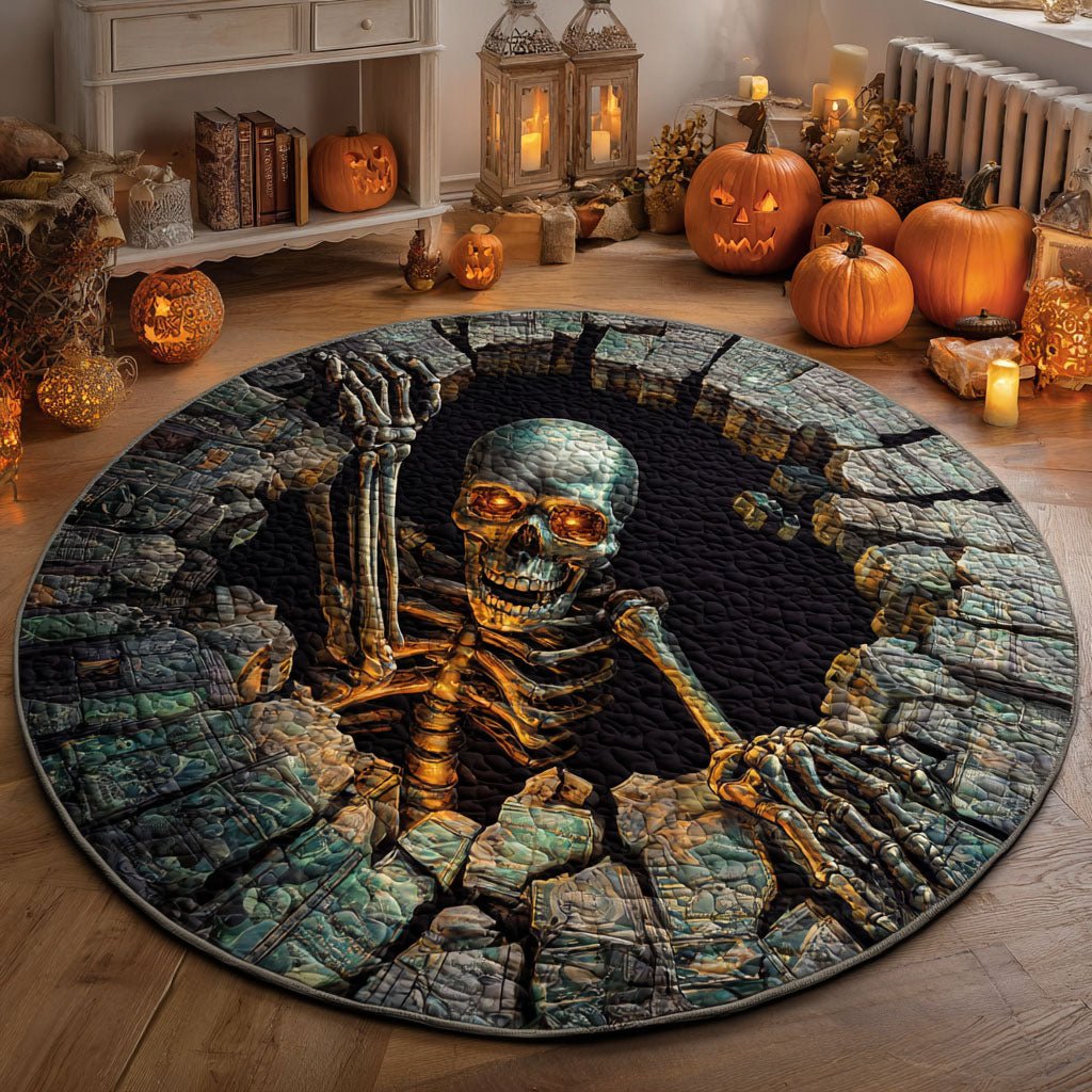Bone Riser Round Mat Rug - washable non-slip printed rug