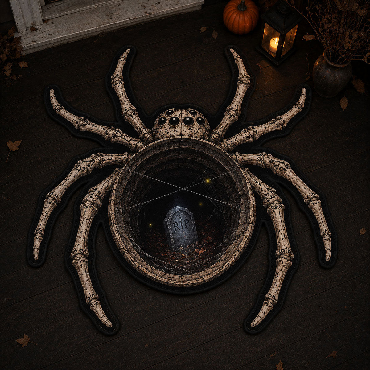 Bone Spider Custom Shape Area Rug - Nature Design | Die-Cut Non-Slip Rug - washable non-slip printed rug