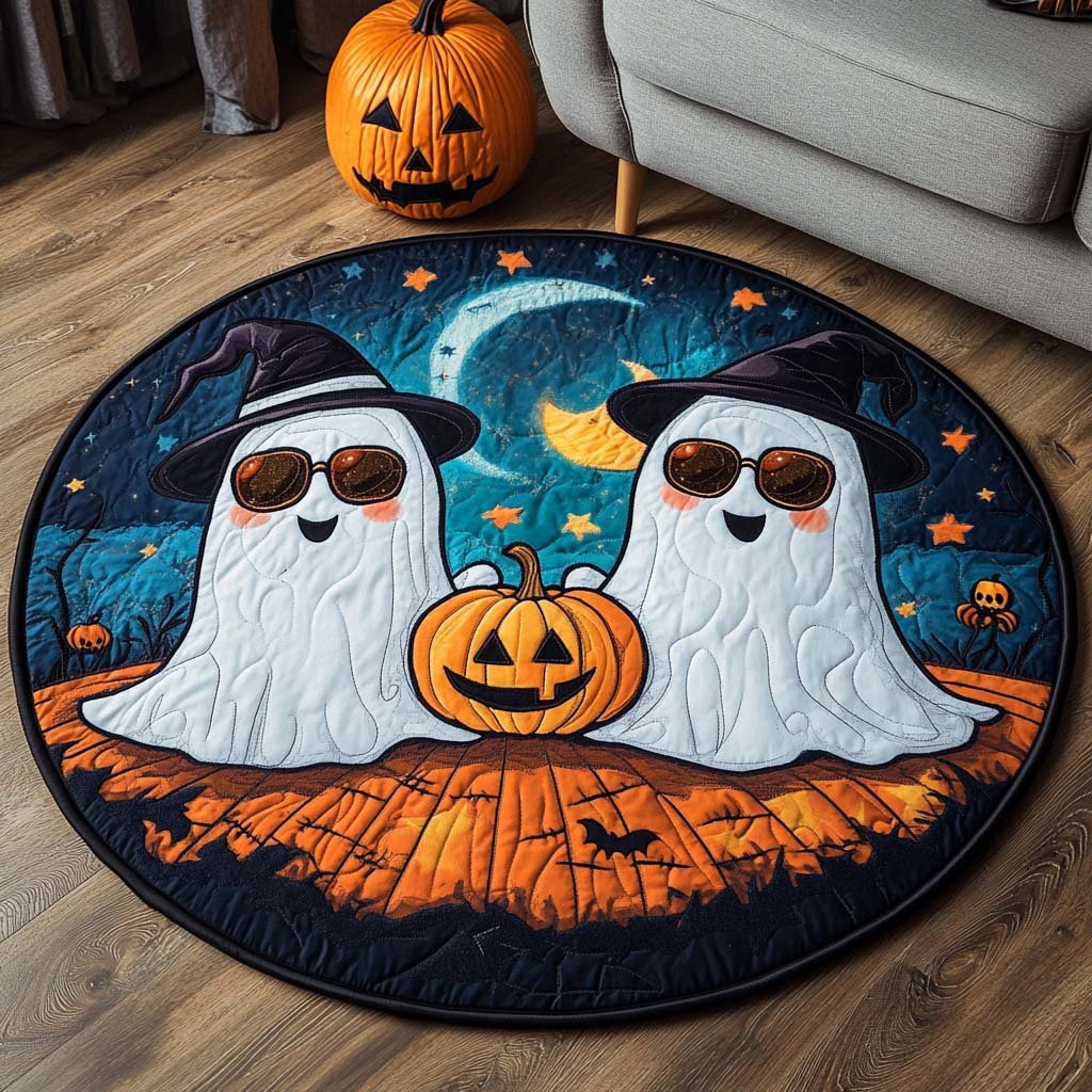 Boo Night Round Mat Rug - washable non-slip printed rug