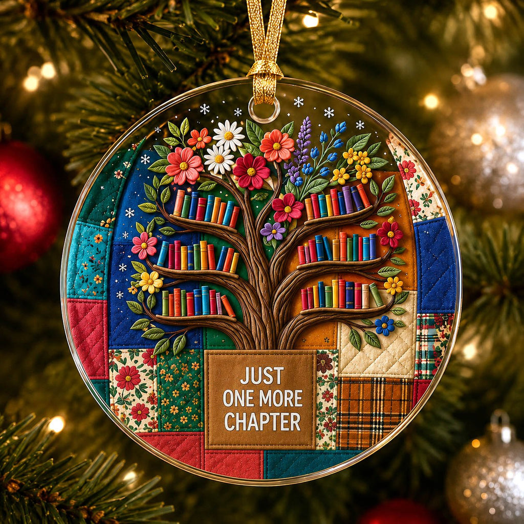 Book Tree Round Chapter Christmas Ornament