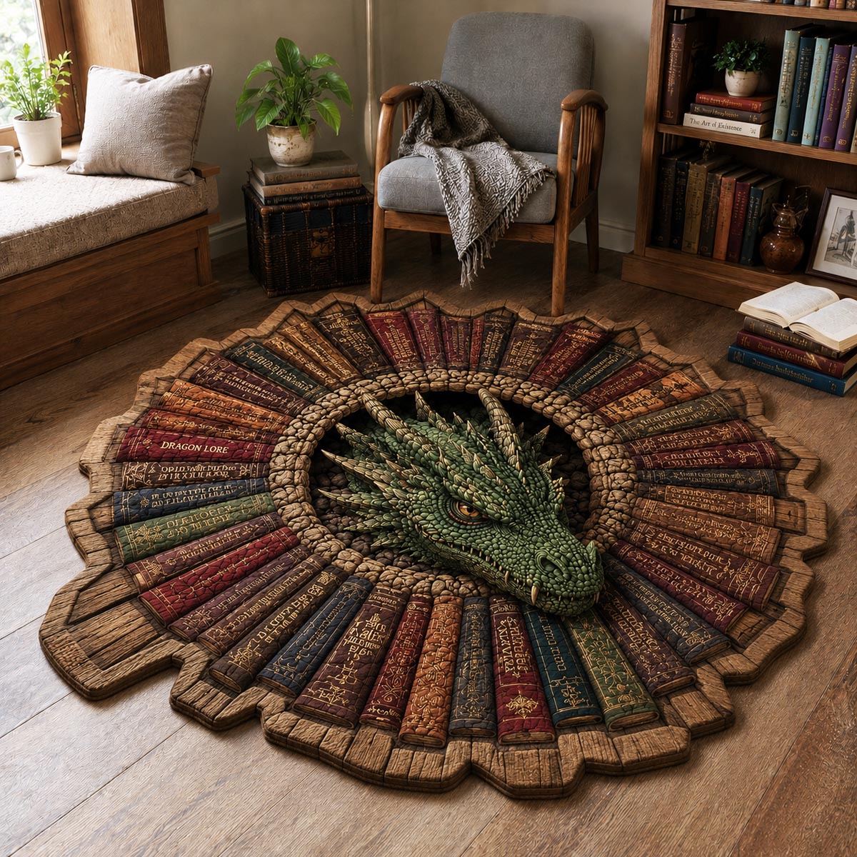 Book Guardian Custom Shape Area Rug - Nature Design | Die-Cut Non-Slip Rug - washable non-slip printed rug