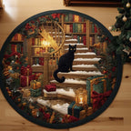 Book Lover Dream Round Mat Rug - washable non-slip printed rug
