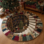 Book Nook Round Mat Rug - washable non-slip printed rug