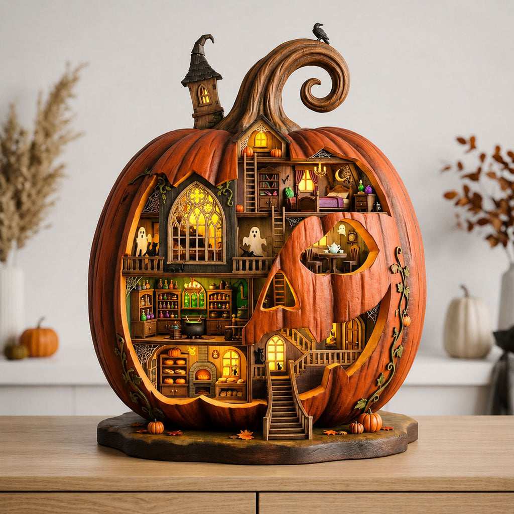 Book Of Halloween wooden block, laser-cut 3-layer wood