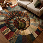 Bookish Christmas area rug in a living room