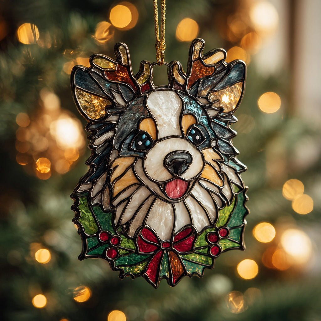Border Collie Glow Christmas Ornament