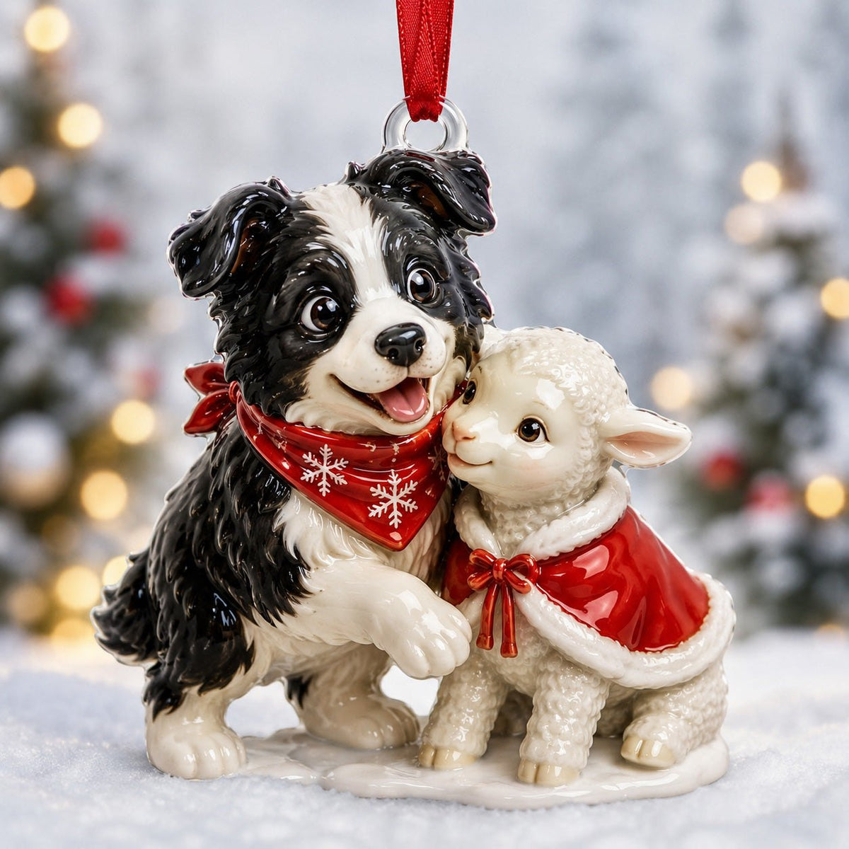 Border Collie Shepherding Christmas Ornament