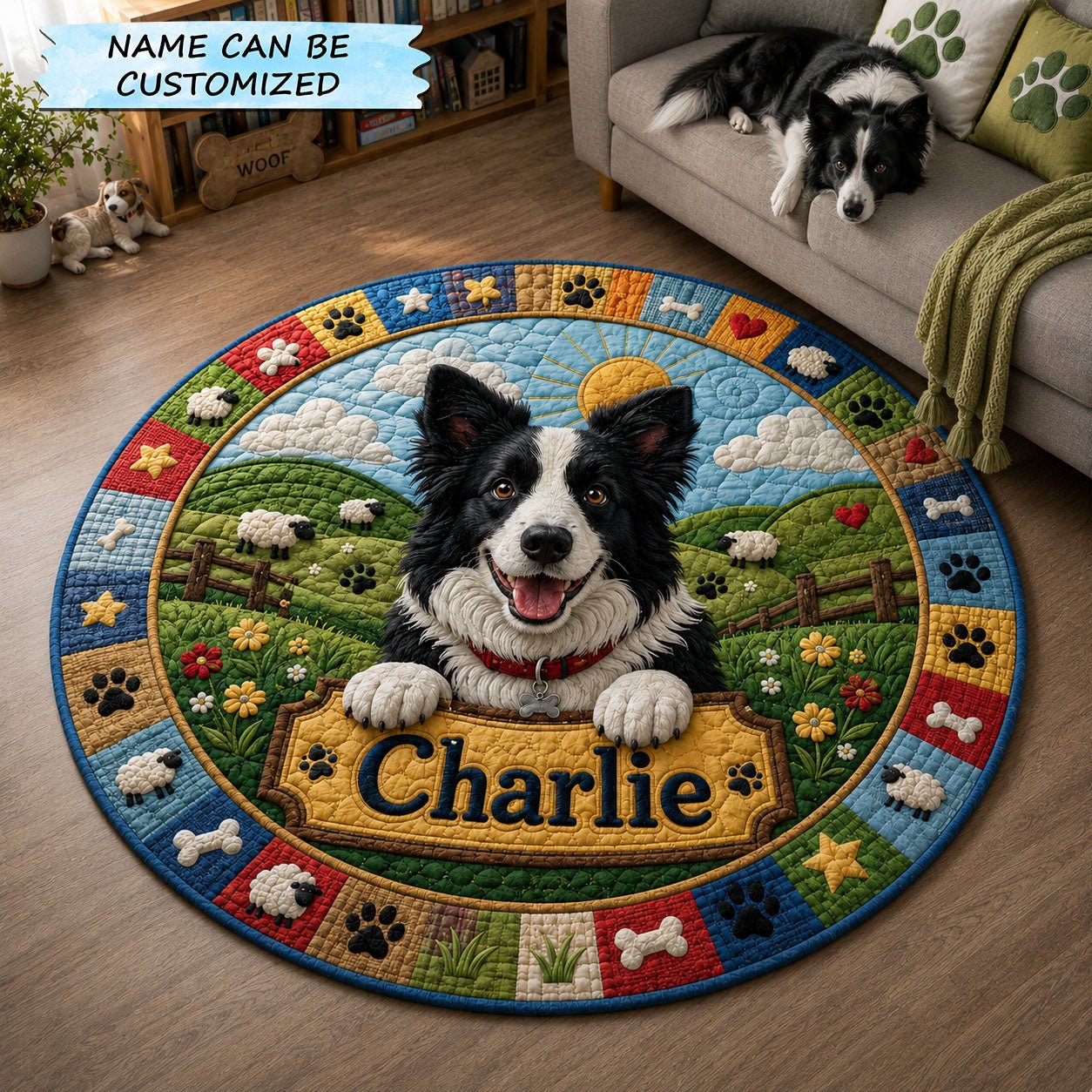 Border Collie Countryside Companion QTCUZ Round Mat Rug - Nature Design | Serene Home Decor