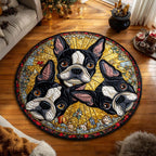 Boston Festive Trio Round Mat Rug - washable non-slip printed rug
