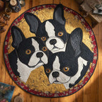 Boston Holiday Glow Christmas Round Mat Rug - washable non-slip printed rug