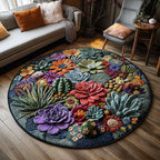 Botanical Oasis Round Mat Rug - washable non-slip printed rug