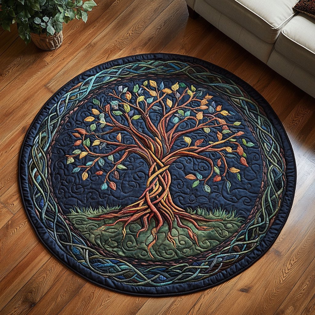 Boundless Growth Round Mat Rug - washable non-slip printed rug