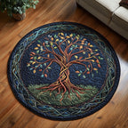 Boundless Growth Round Mat Rug - washable non-slip printed rug