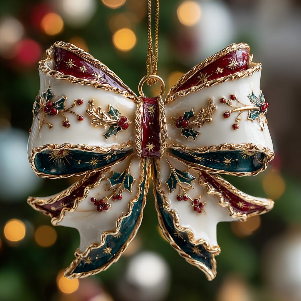 Bow of Festive Glow Christmas Ornament