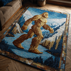 Brave Bigfoot area rug in a living room
