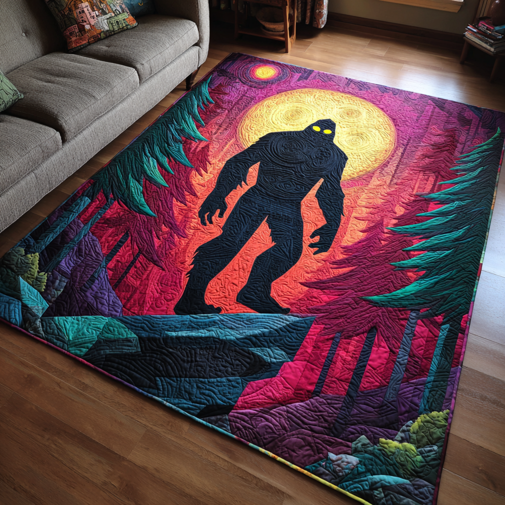 Brave Bigfoot area rug in a living room
