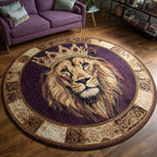 Brave Lion Round Mat Rug - washable non-slip printed rug