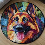 Braveheart Pup Round Mat Rug - washable non-slip printed rug