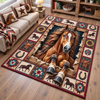 Breaking Free Horse area rug in a living room