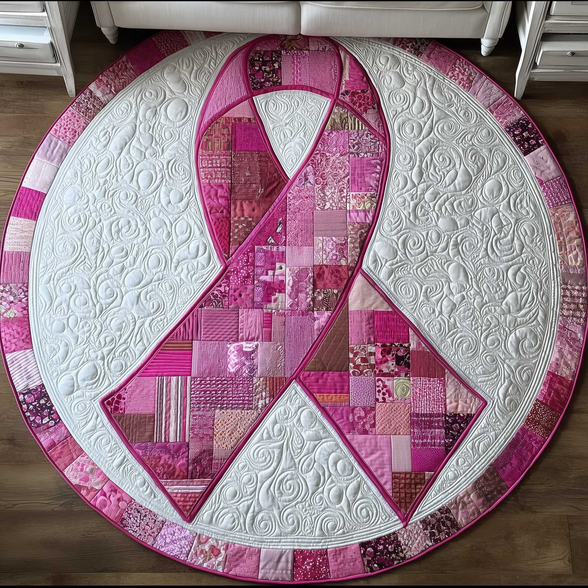 Breast Cancer Ribbon Round Mat Rug - Nature Design | Serene Home Decor