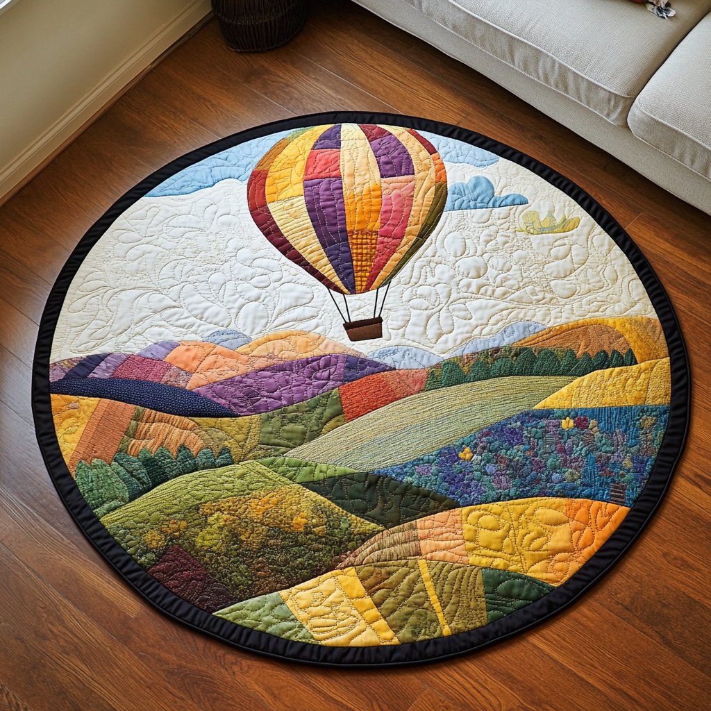 Breezy Ascent Round Mat Rug - washable non-slip printed rug