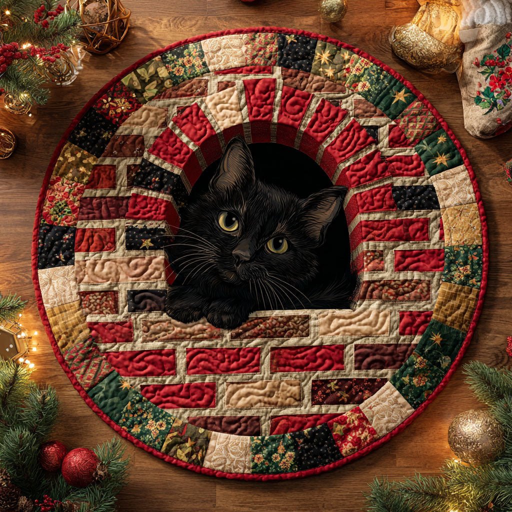 Brick Hideaway Round Mat Rug - washable non-slip printed rug