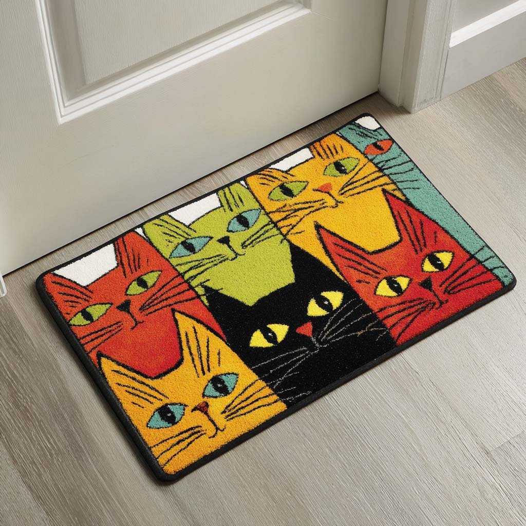 Bright Cats Doormat - Cute Animal Design | Printed Welcome Doormat