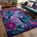 Bright Hummingbird area rug in a living room