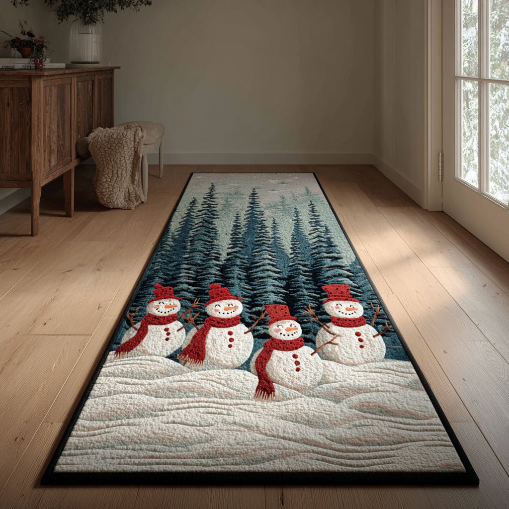 Bright Snowman Runner Carpet Runner Rug - Cute Pet Design | Animal Printed Runner Rug