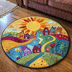 Bright Village Round Mat Rug - washable non-slip printed rug