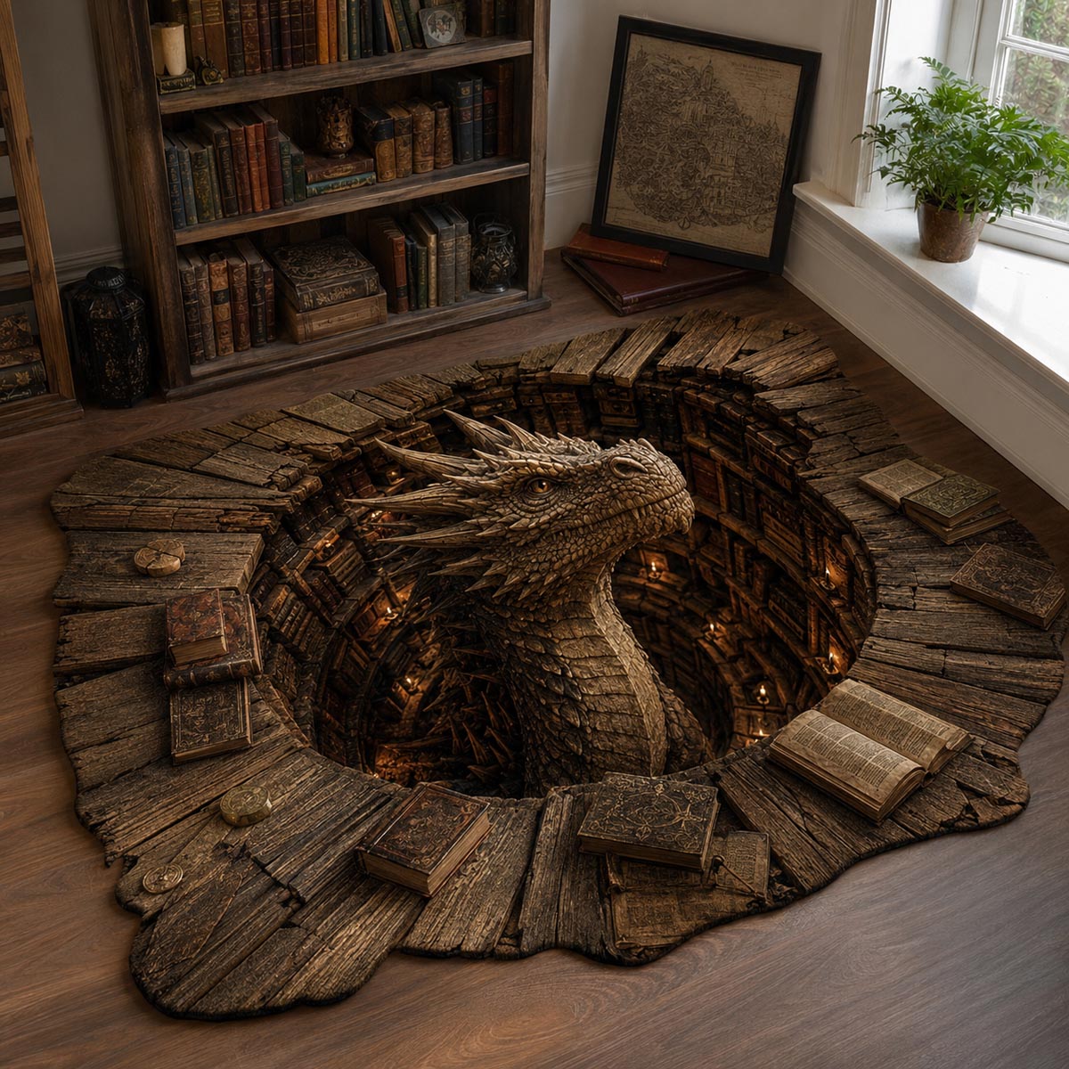 Bronze Sleeper Custom Shape Area Rug - Nature Design | Die-Cut Non-Slip Rug - washable non-slip printed rug