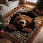 Brown Bear area rug in a living room