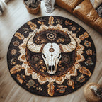 Buffalo Circle Round Mat Rug - washable non-slip printed rug