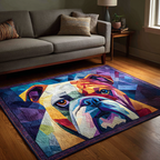 Bulldog Charm area rug in a living room