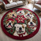 Bulldog Charm Round Mat Rug - washable non-slip printed rug