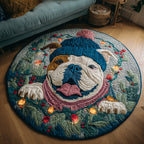 Bulldog Cozy Round Mat Rug - washable non-slip printed rug