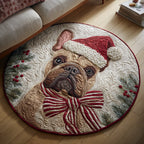 Bulldog Dreamer Round Mat Rug - washable non-slip printed rug