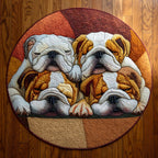 Bulldog Nap Haven Round Mat Rug - washable non-slip printed rug
