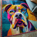 Bulldog Pride area rug in a living room