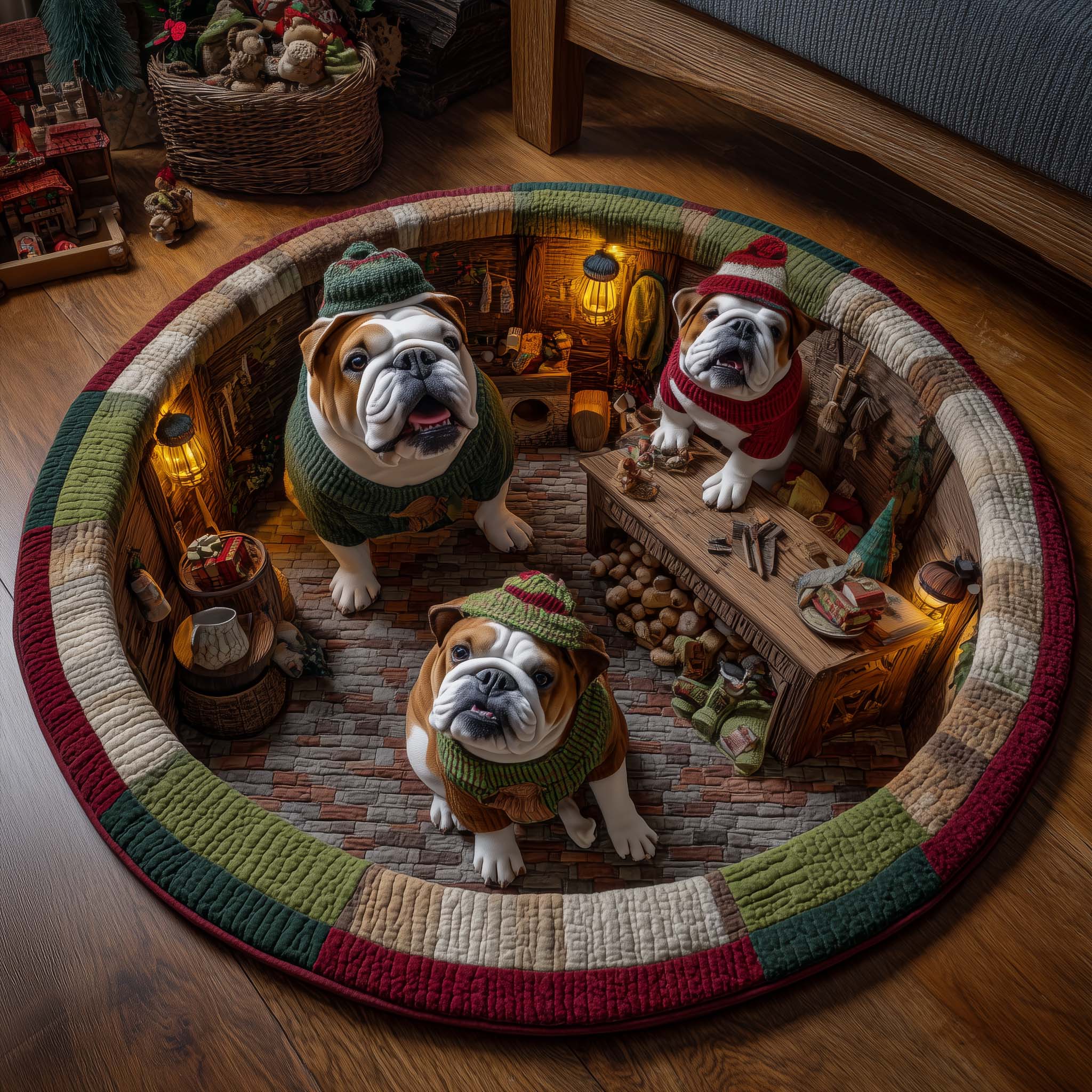Bulldog Workshop Round Mat Rug GFTOMA7311