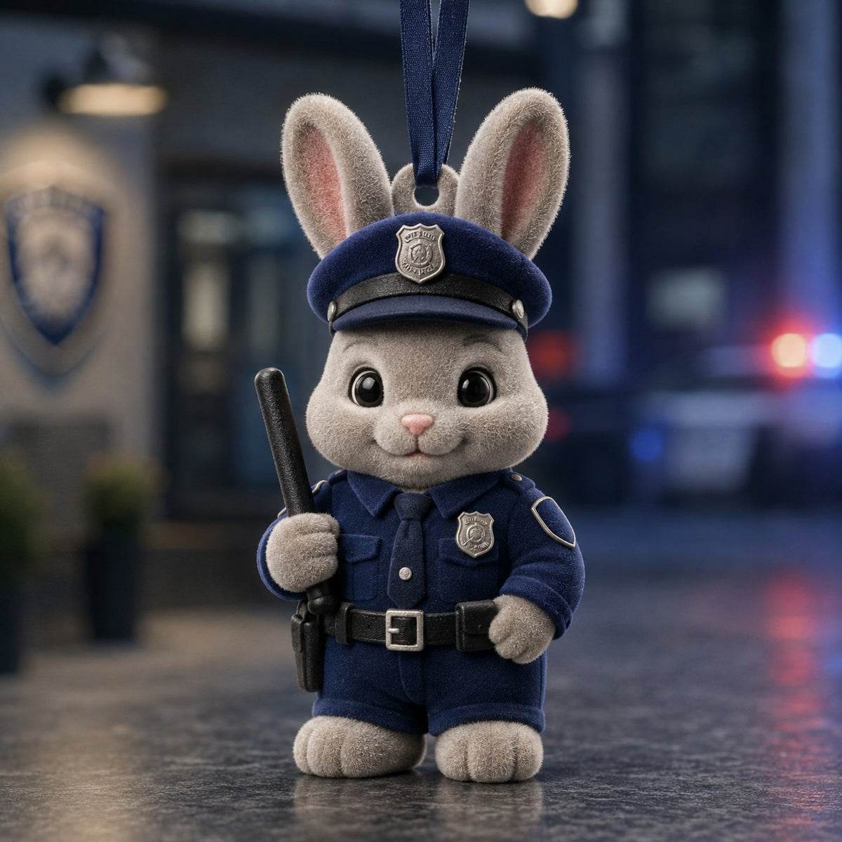 Bunny Officer Christmas Ornament